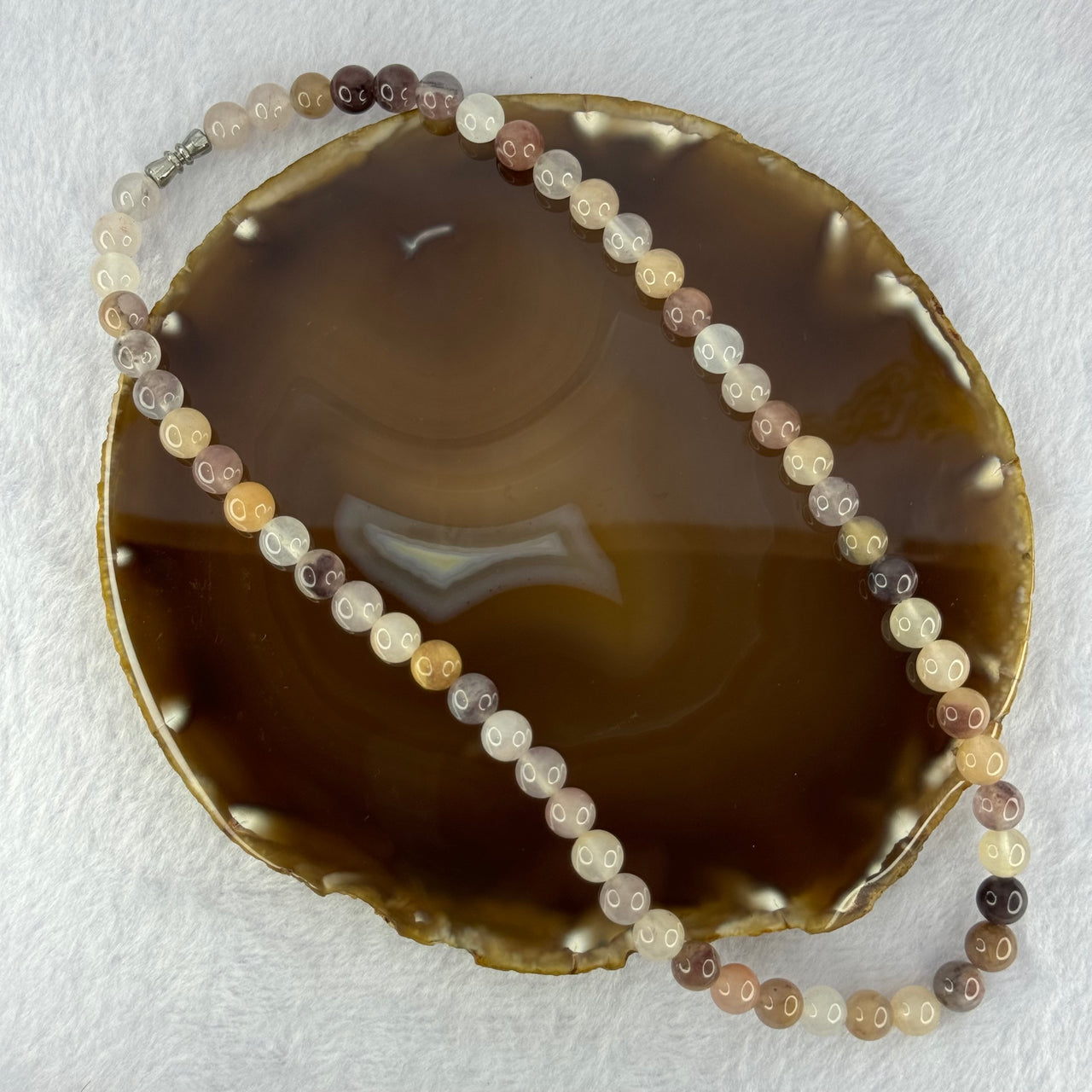 Type A Mixed Color Agate Necklace 44.90g 44cm 8.4mm 56 Beads - Huangs Jadeite and Jewelry Pte Ltd