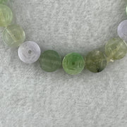 Natural Type A Light Green Light Lavender with Yellow Jadeite Ancient Coin Shape Beads Bracelet 11.58g 16cm 9.1mm 20 Beads - Huangs Jadeite and Jewelry Pte Ltd
