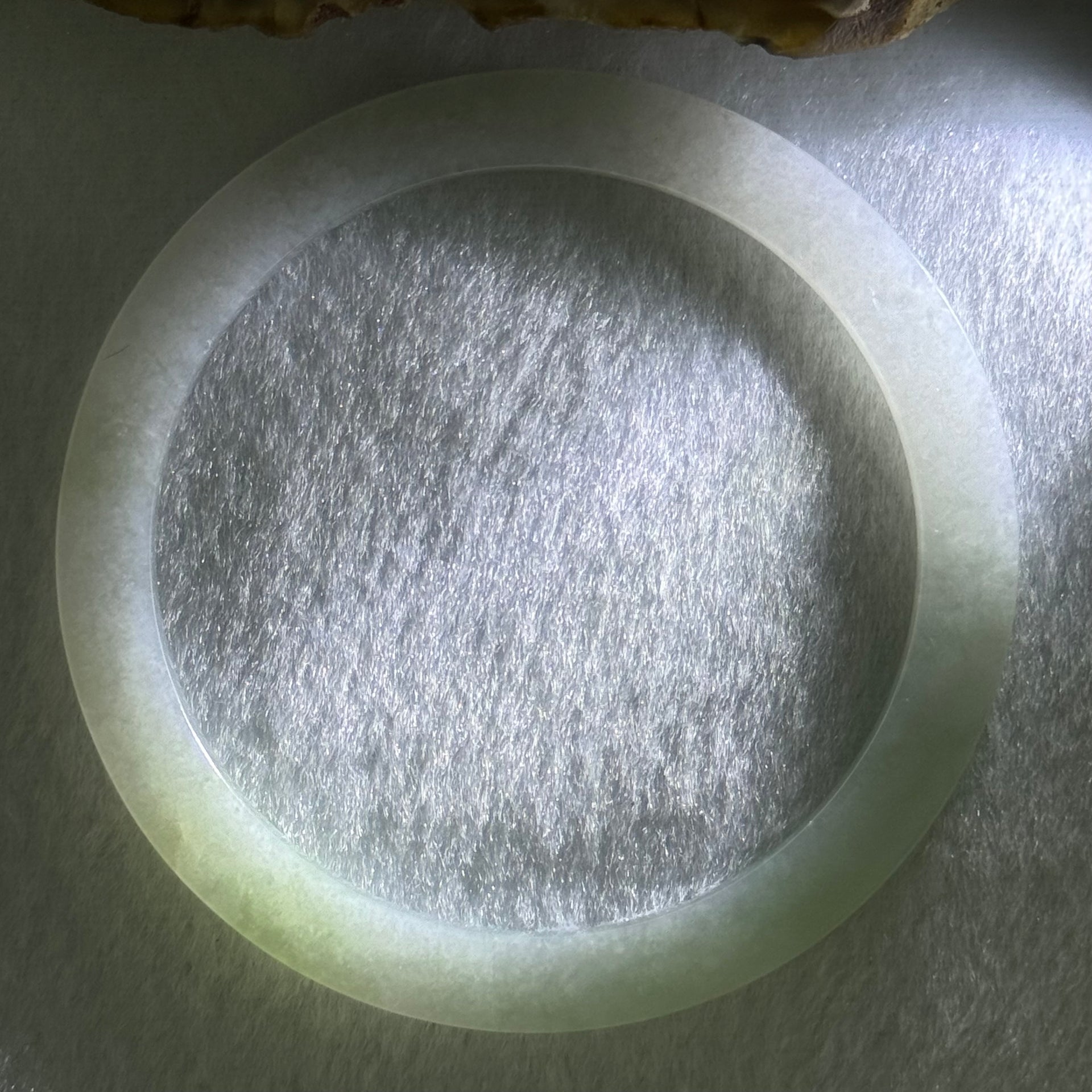 Type A Light Green and Lavender Jadeite Flat Bangle Internal Diameter 55.6mm 17.82g 3.8 by 7.5mm (Very Very Slight Internal Line) - Huangs Jadeite and Jewelry Pte Ltd