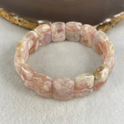 Above Average Natural Pink Flower Agate Shou Pai Bracelet 39.89g 17cm 17.9 by 13.0mm 15 Pieces (Slight External Rough) - Huangs Jadeite and Jewelry Pte Ltd