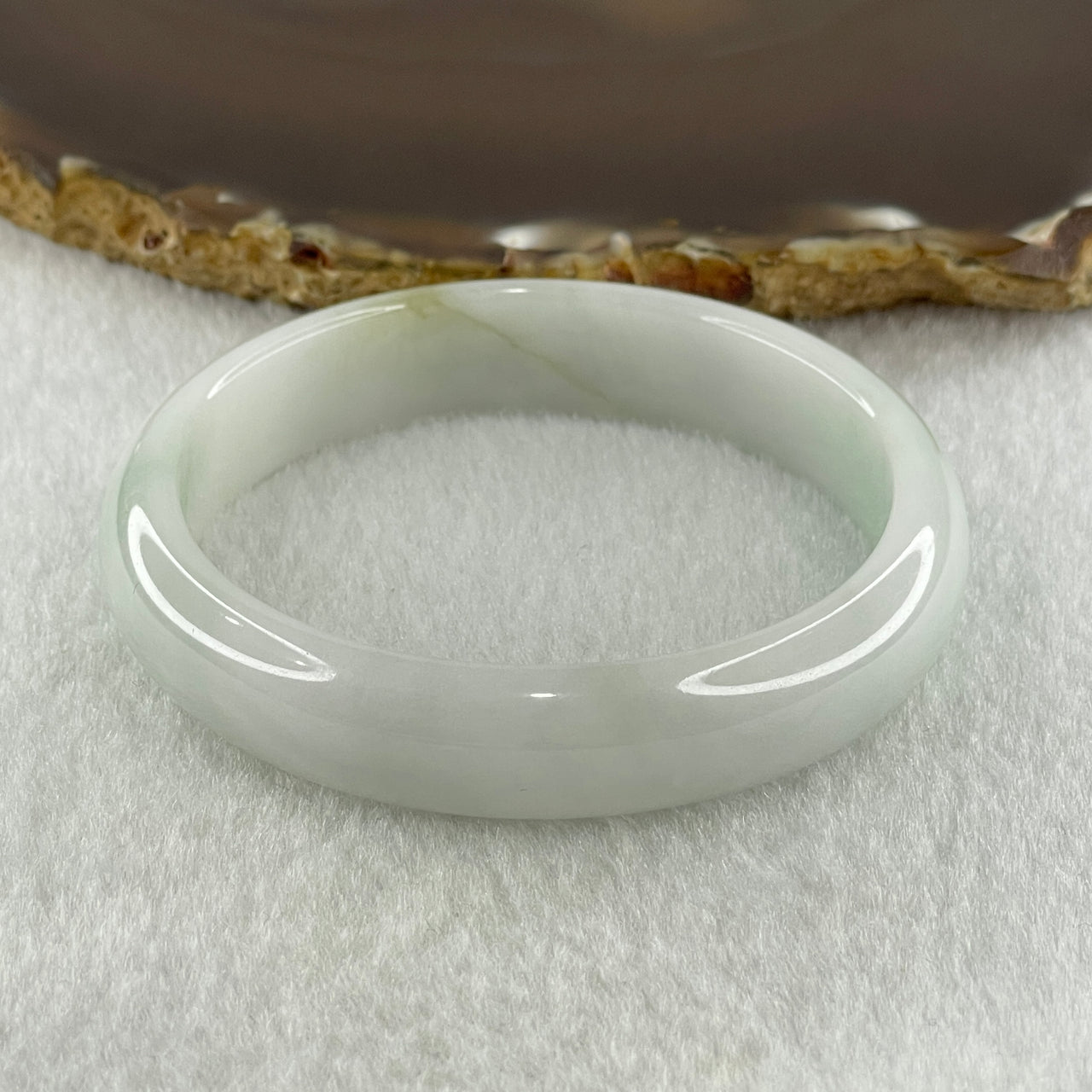 Natural Type A Faint Green Faint Lavender Jadeite Oval Bangle 39.13g Inner Diameter 54.4mm 12.5 by 6.5mm (Very Very Slight Internal Lines) - Huangs Jadeite and Jewelry Pte Ltd