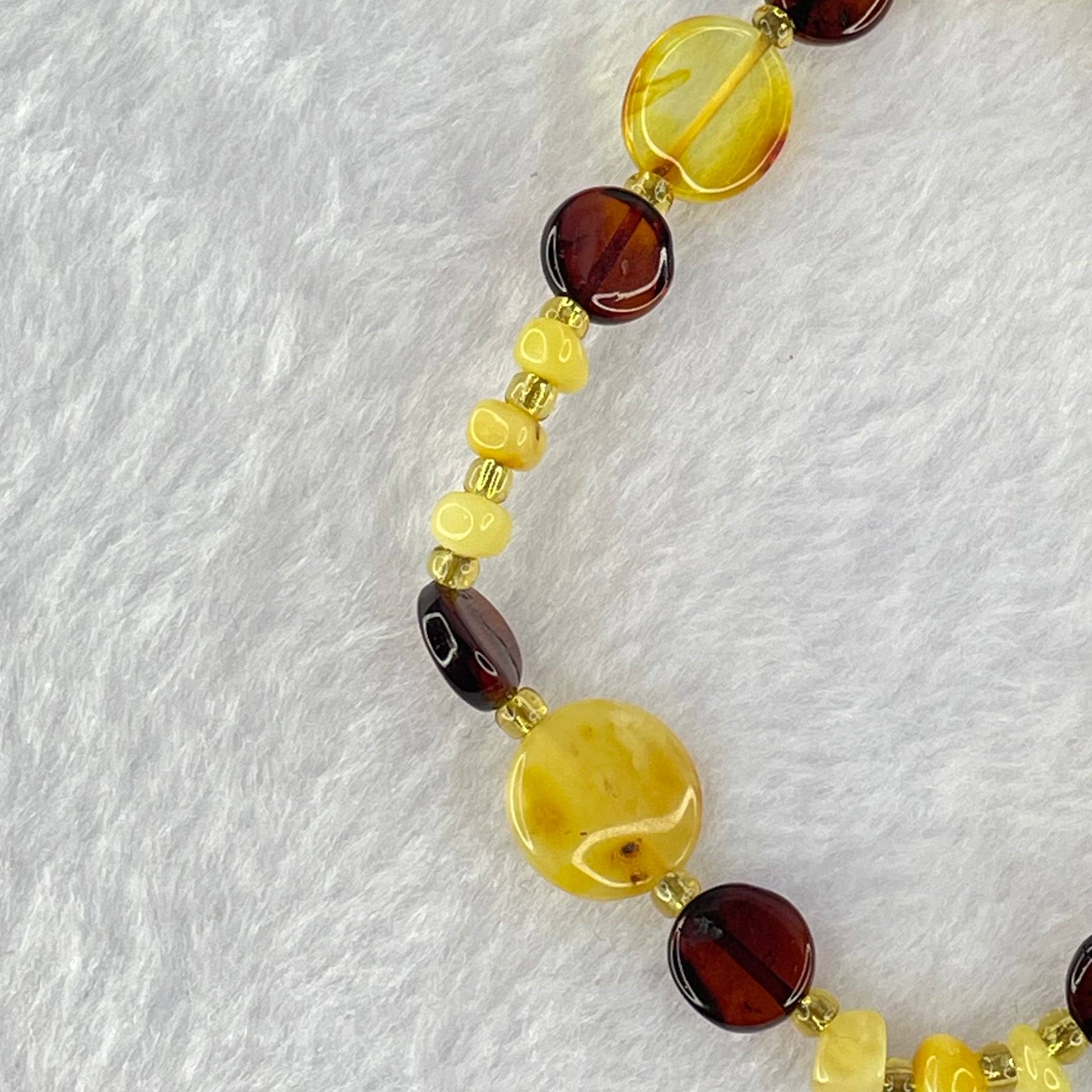Natural Mixed Color Amber Beads Bracelet 3.59g 17cm 11.0 by 3.1mm 4pcs 7.9 by 4.0mm 8pcs - Huangs Jadeite and Jewelry Pte Ltd