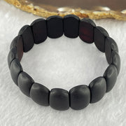 Natural Dark Matt Black Red Amber Shou Pai Bracelet 天然天翁琥珀手牌手链 17.85g 17.5cm 19.5 by 13.9 by 6.6mm 17pcs - Huangs Jadeite and Jewelry Pte Ltd