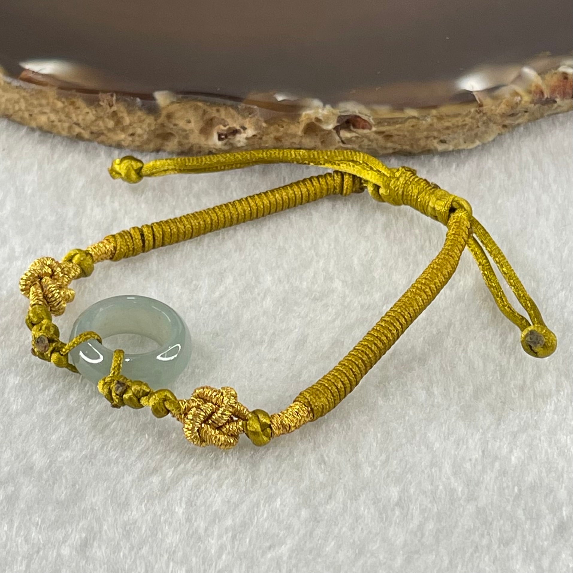 Type A Blueish Green Jadeite Ping An Kou String Bracelet 2.70g 14.9 by 5.6mm - Huangs Jadeite and Jewelry Pte Ltd