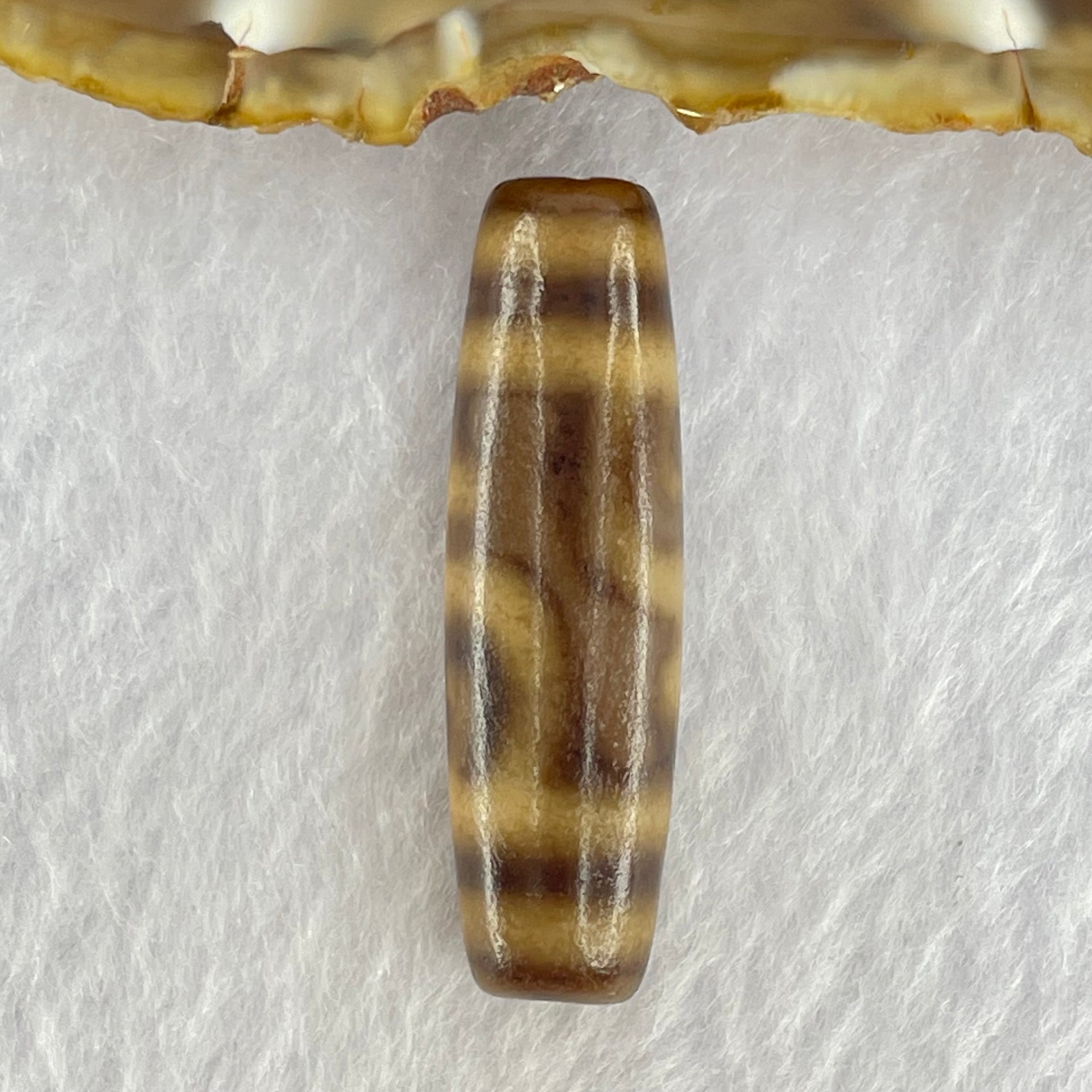 Natural Powerful Tibetan Old Oily Agate Double Nectar Vessel Dzi Bead Heavenly Master (Tian Zhu) 花蜜容器眼天珠 7.04g 38.0 by 10.9mm - Huangs Jadeite and Jewelry Pte Ltd