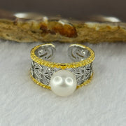 Natural Pearl in Sliver Gold Color Ring (Adjustable Size) 4.76g 8.4mm - Huangs Jadeite and Jewelry Pte Ltd