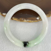 Type A Green with Moss Green Patches Jadeite Bangle Internal Diameter 55.0mm 46.39g 9.4 by 9.6mm (Internal Lines) - Huangs Jadeite and Jewelry Pte Ltd