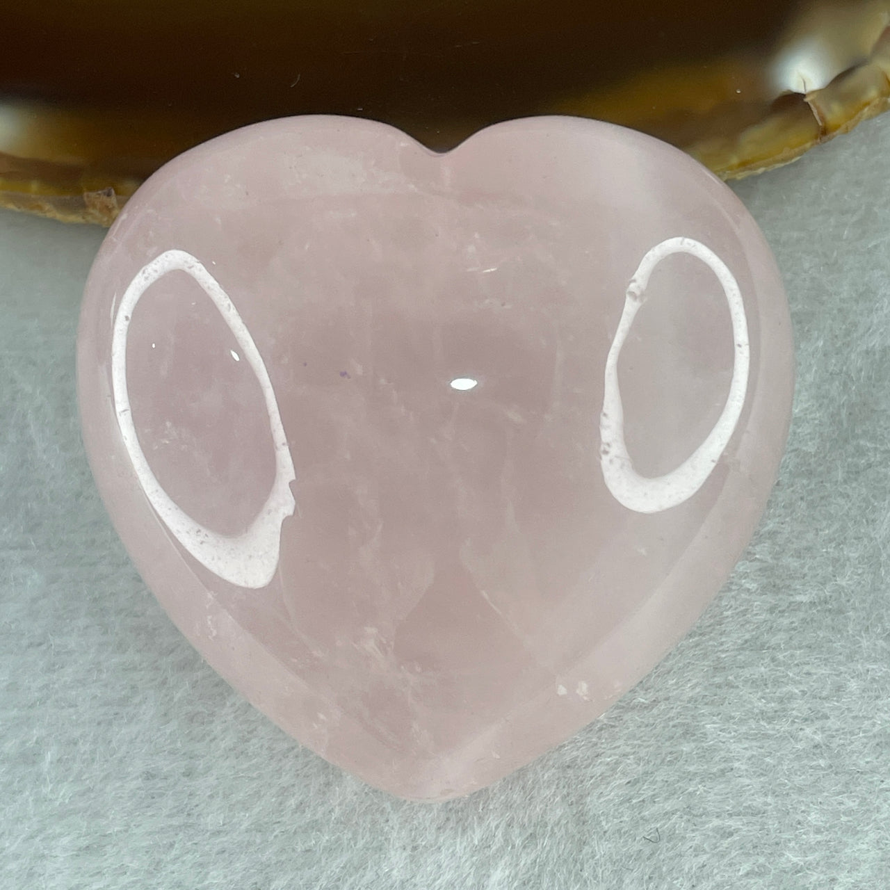 Average Grade Natural Rose Quartz Heart Shape Display 72.71g 43.8 by 45.9 by 25.5mm