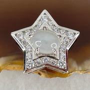 Type A Semi Icy Light Lavender Cabochon Jadeite in S925 Sliver Star with Crystal Charm 2.39g 7.9 by 6.9 by 4.0mm - Huangs Jadeite and Jewelry Pte Ltd