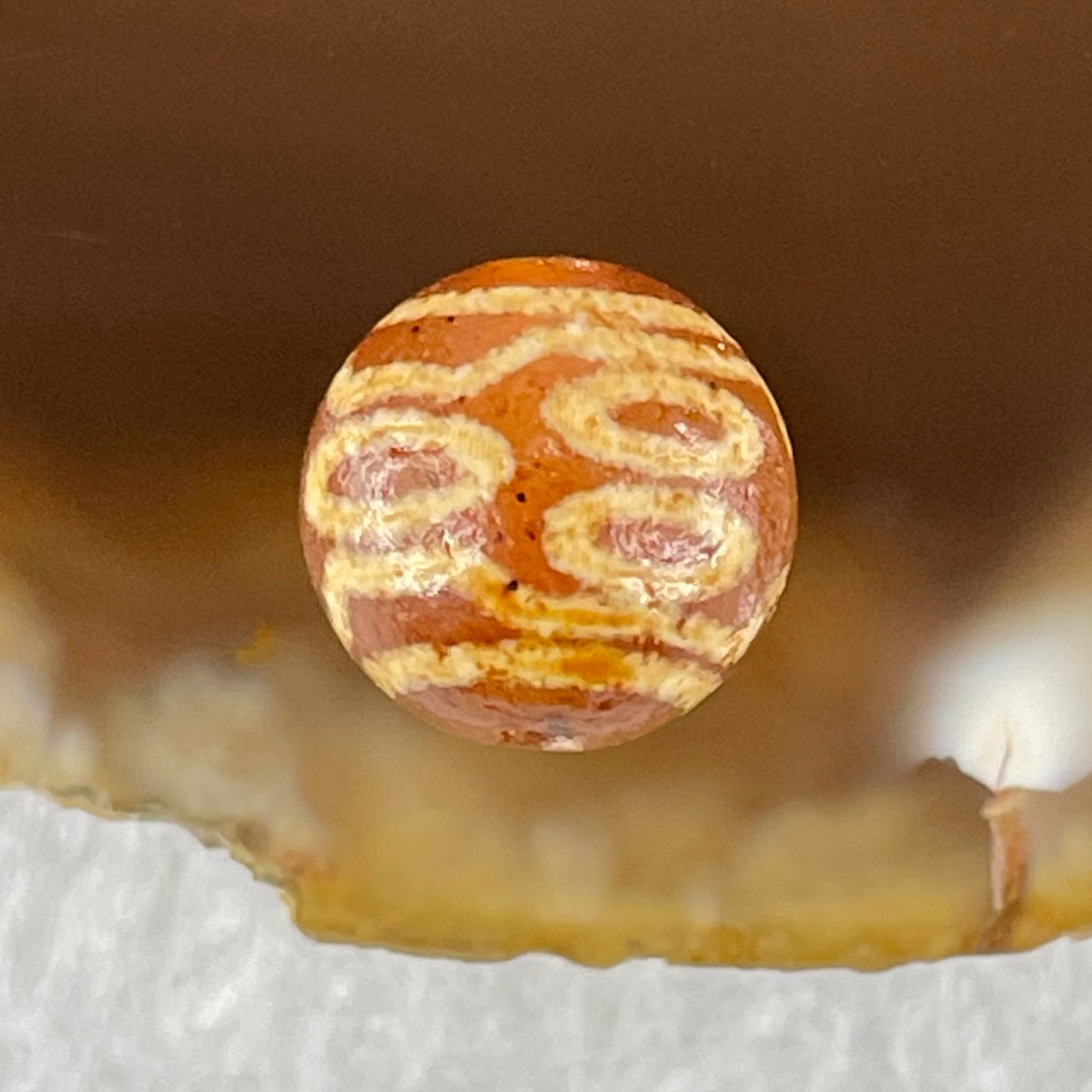 Natural Powerful Tibetan Old Oily Agate 7 Eyes Dzi Bead Heavenly Master (Tian Zhu) 七眼天诛 1.44g 10.0 by 10.3mm - Huangs Jadeite and Jewelry Pte Ltd