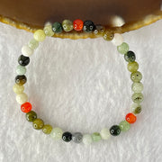 Type A Mixed Color Jadeite and Red Agate Beads Bracelet 6.18g 13.5cm 5.4mm 36 Beads - Huangs Jadeite and Jewelry Pte Ltd