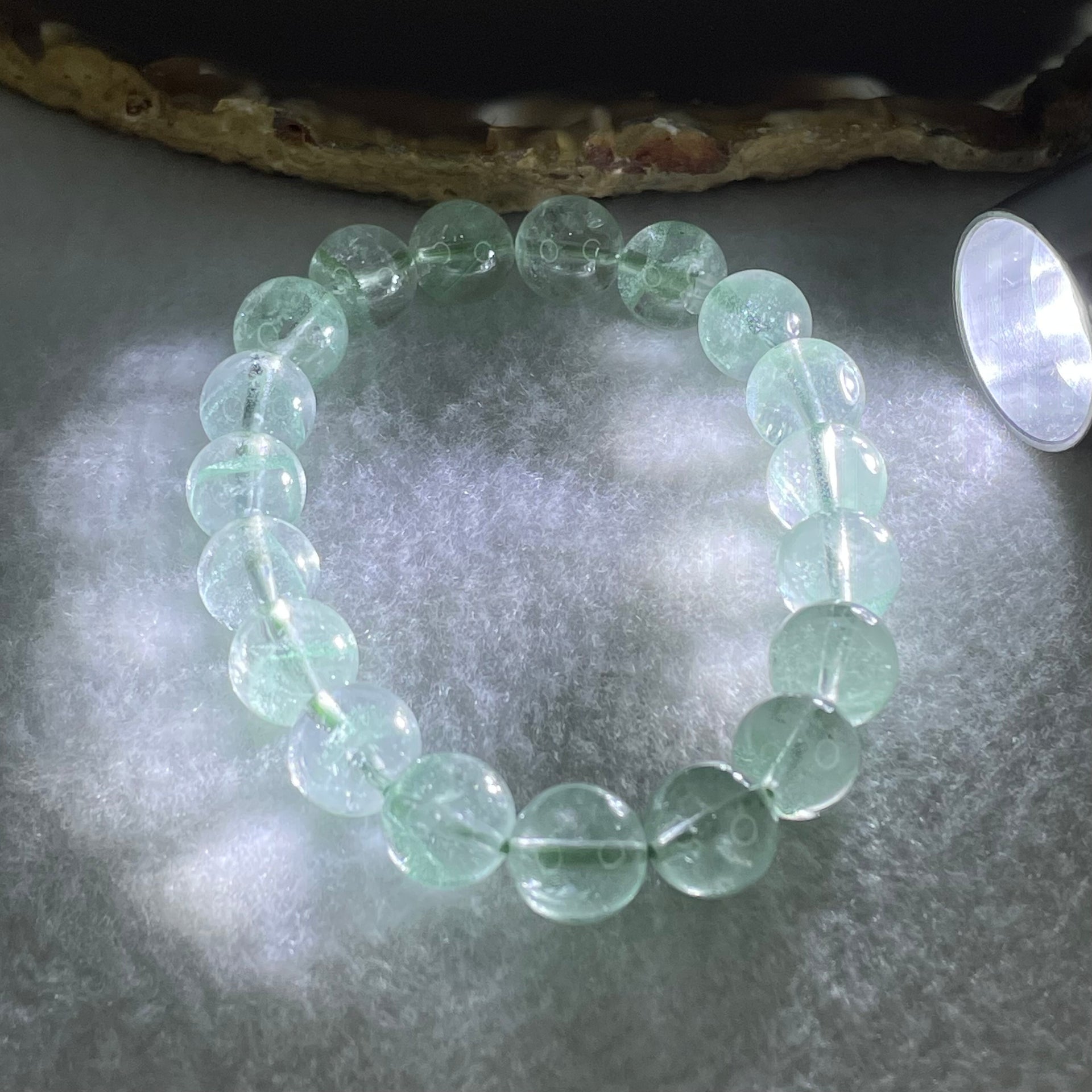 Special Grade Natural Green Phantom Quartz Bracelet 20.87g 14.5cm 9.4mm 19 Beads - Huangs Jadeite and Jewelry Pte Ltd