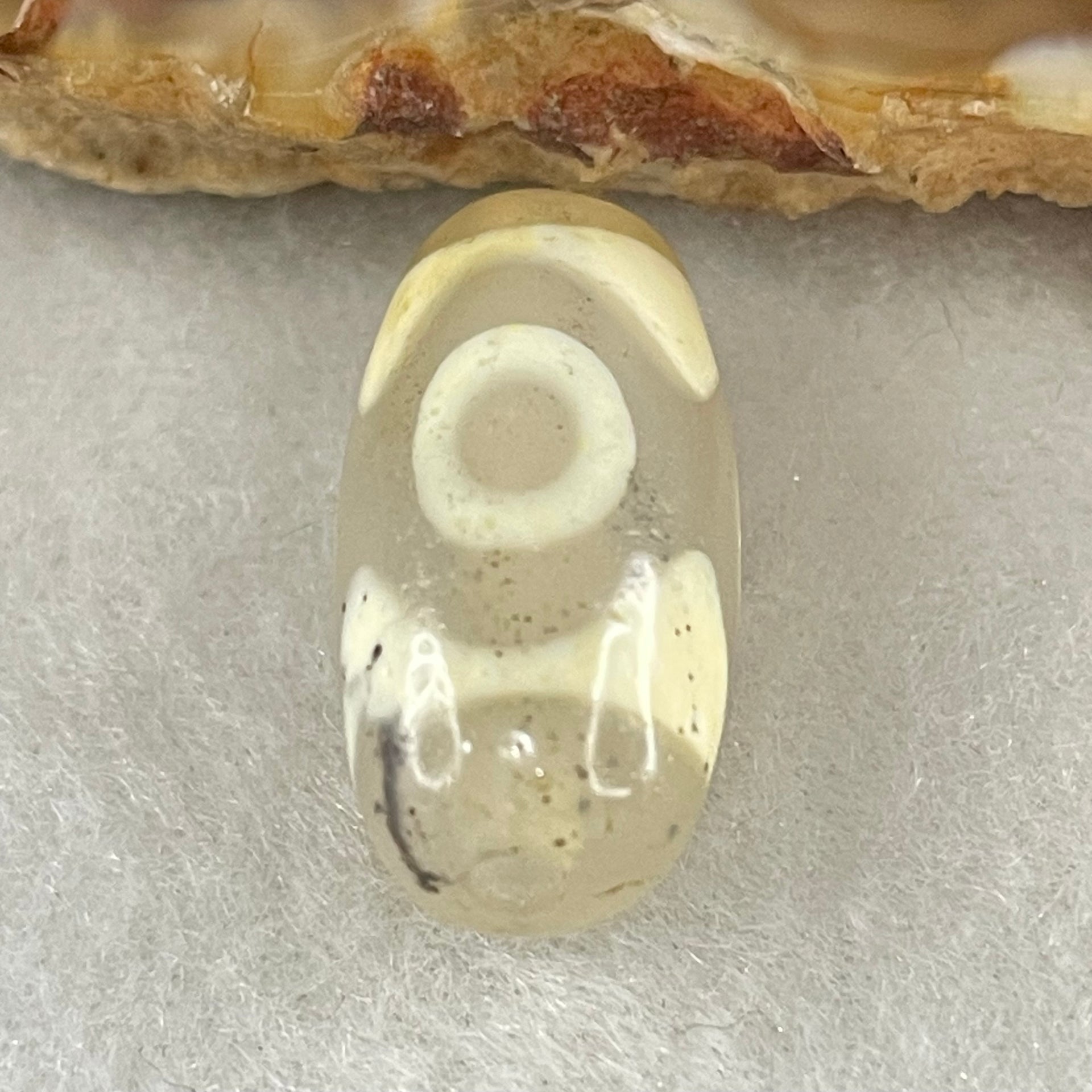Natural Powerful Tibetan Old Oily Agate 3 Eyes Dzi Bead Heavenly Master (Tian Zhu) 三眼天诛 2.95g 19.7 by 10.2mm - Huangs Jadeite and Jewelry Pte Ltd
