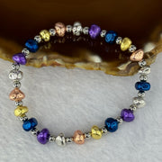 Natural Meteorite in Multi Color Pebble Shape Beads with Mini Stainless Beads Bracelet 天然天铁手链 25.33g 15cm 6.8mm 22pcs - Huangs Jadeite and Jewelry Pte Ltd