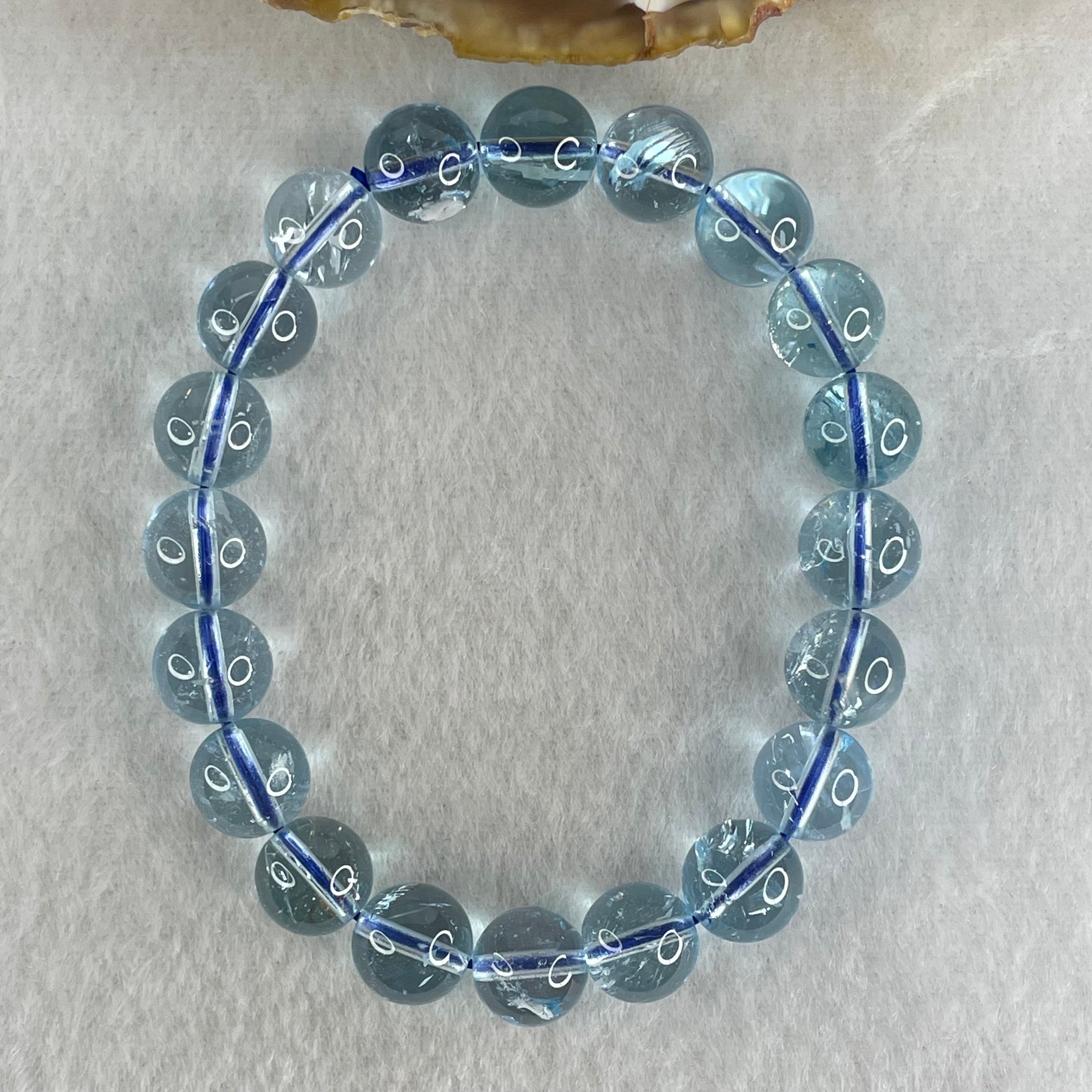 Good Grade Natural Blue Topaz Beads Bracelet 33.31g 15.5cm 9.9mm 20 Beads - Huangs Jadeite and Jewelry Pte Ltd