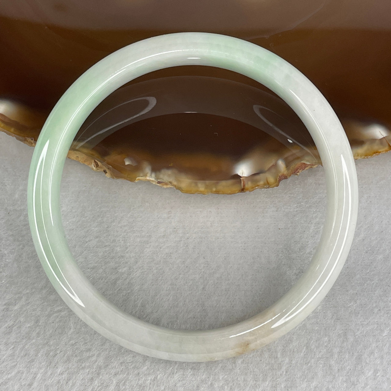 59.8mm Genuine Type A Jadeite Bangle - Large Size Faint Green Lavender Natural Jadeite Jewelry - 38.98g Wide Untreated Jade Bracelet for Women 10.6x6.6mm Wide (Very Slight External Rough and Slight Internal Line)