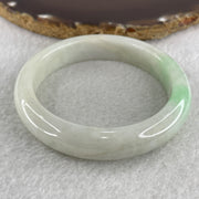 Type A Light Green with Spicy Green Patches Jade Jadeite Bangle 52.23g inner Dia 55.7mm 12.3 by 8.5mm (External Line) - Huangs Jadeite and Jewelry Pte Ltd