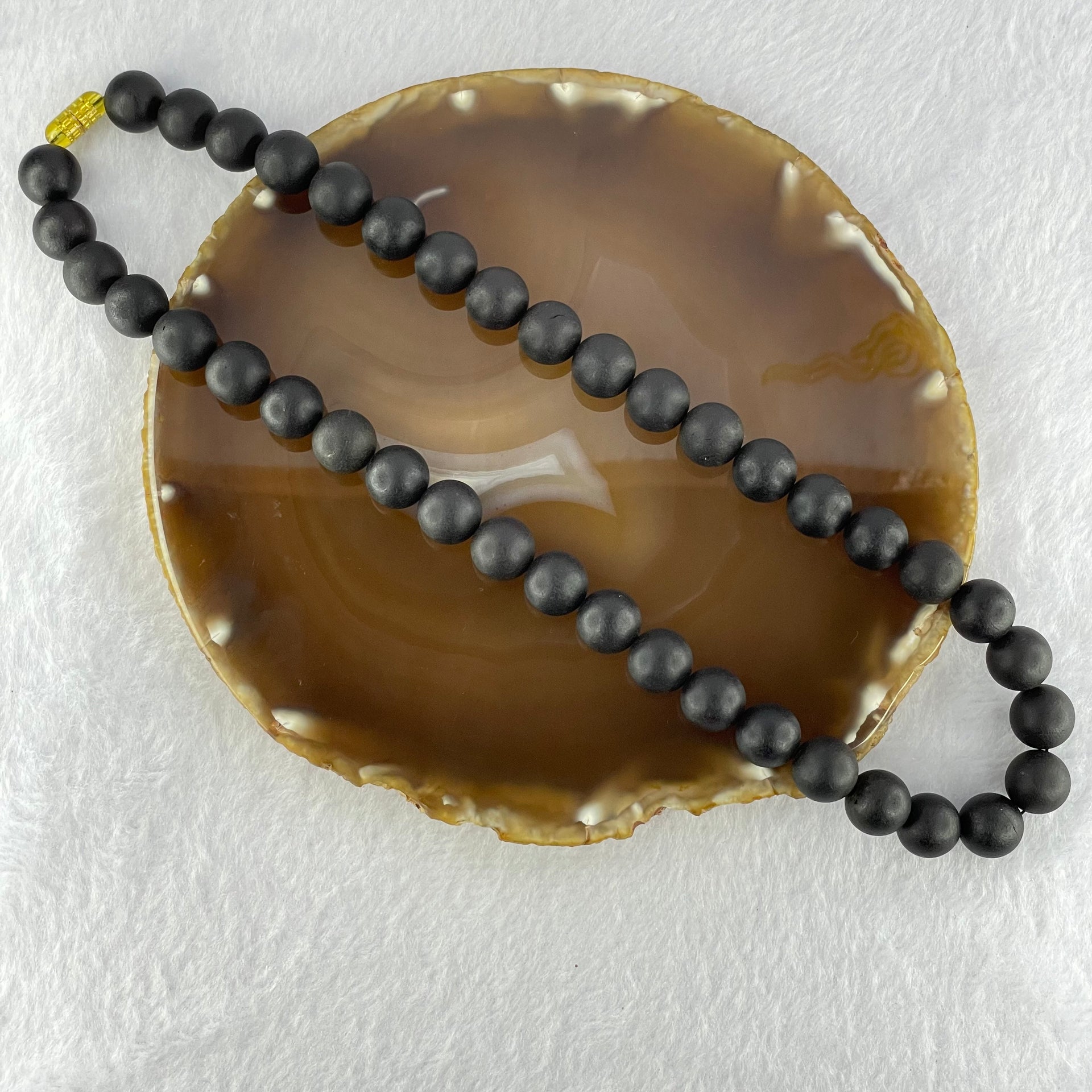 Natural Black Gold King Amber Beads Bracelet 天然大黑天翁琥珀项链 39.25g 46cm 12.1mm 40 Beads - Huangs Jadeite and Jewelry Pte Ltd