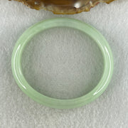 Type A Natural Light Apple Green Jadeite Oval Bangle 36.05g Inner Diameter 53.8mm 13.5 by 6.2mm (Close to Perfect) - Huangs Jadeite and Jewelry Pte Ltd