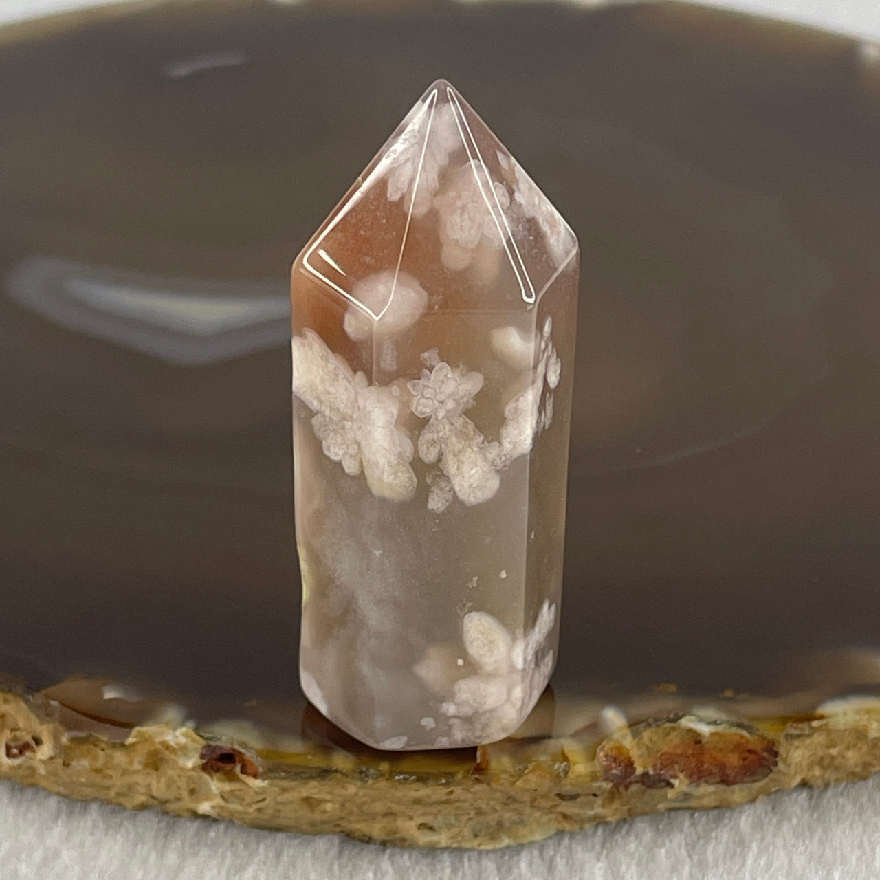 Natural Pinkish Flower Agate Tower Display 23.75g 46.1 by 19.0 by 16.9mm