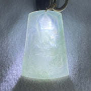 Type A Icy Green with Green Piao Hua Jadeite Guan Yin Bodhisattva Pendant 30.08g 63.4 by 44.1 by 5.3mm - Huangs Jadeite and Jewelry Pte Ltd