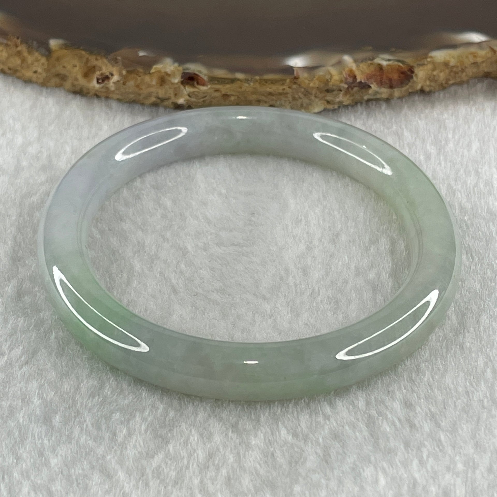 Type A Natural Light Green with Lavender Jadeite Oval Bangle 35.99g Inner Diameter 53.9mm 8.2 by 7.7mm (Very Very Slight Internal Line) - Huangs Jadeite and Jewelry Pte Ltd