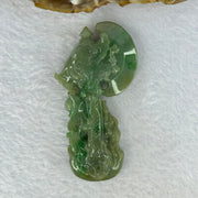 Type A Green Jadeite Dragon Axe with Ingot Pendent 36.64g 69.6 by 36.6 by 11.4mm - Huangs Jadeite and Jewelry Pte Ltd