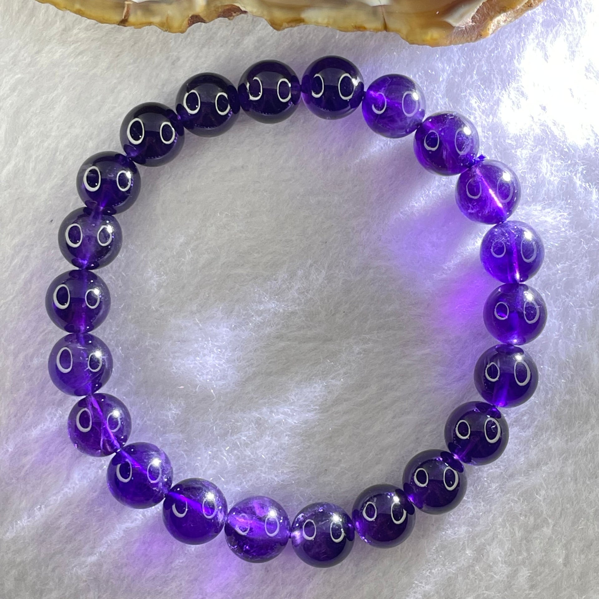 Good Grade Natural Amethyst Bracelet 23.36g 16.5cm 9.4mm 22 Beads - Huangs Jadeite and Jewelry Pte Ltd
