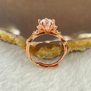 Colourless Cubic Zirconia with Crystals In PT950 Plated Sliver Rose Gold Color Ring (Adjustable Size) 2.41g 7.1 by 4.2mm - Huangs Jadeite and Jewelry Pte Ltd