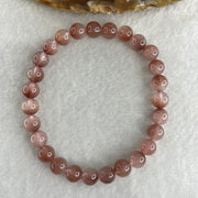 Natural Pinky Rabbit Hair Rutilated Quartz Beads Bracelet 13.81g 16.5cm 7.3mm 27 Beads - Huangs Jadeite and Jewelry Pte Ltd