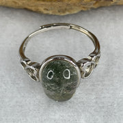 Good Grade Natural Green Phantom Quartz Ring in S925 Sliver 2.32g 10.5 by 8.2 by 5.5mm (Adjustable Size) - Huangs Jadeite and Jewelry Pte Ltd