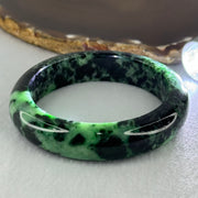Type A Opaque to Slightly Translucent Dark Green with Apple and Emerald Green Jadeite Bangle Internal Diameter 56.0mm 75.24g 14.9 by 9.6mm (Slight Internal Lines) - Huangs Jadeite and Jewelry Pte Ltd