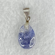 Rare Very Good Grade Natural Blue Dumortierite Rutilated Quartz Teardrop Pendant with S925 Sliver Clasps 1.11g 14.1 by 9.2 by 5.3mm - Huangs Jadeite and Jewelry Pte Ltd