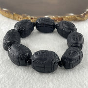 Type A Opaque Black Omphacite Jadeite Guan Yin Head Beads Bracelet 117.05g 16cm 19.7mm 8 Beads - Huangs Jadeite and Jewelry Pte Ltd