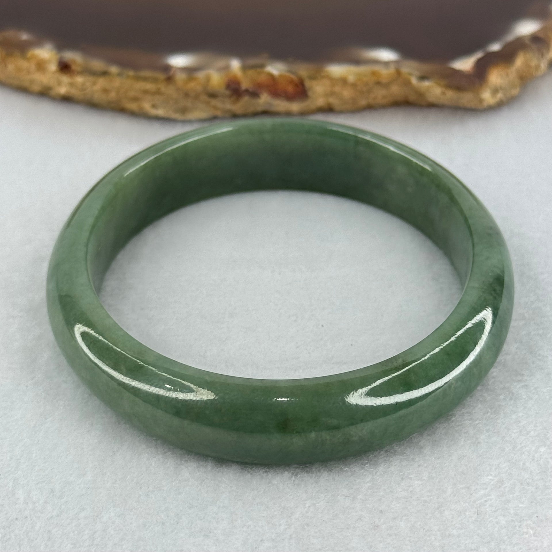 Type A Blueish Green Jadeite Oval Bangle Internal Diameter 58.7mm 38.10g 12.0 by 6.6mm (Very Fine Internal Lines) - Huangs Jadeite and Jewelry Pte Ltd