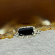 Type A Translucent Black Omphasite Jadeite with Crystals in S925 Sliver Ring (Adjustable Size) 2.00g 11.1 by 6.1 by 3.0mm - Huangs Jadeite and Jewelry Pte Ltd