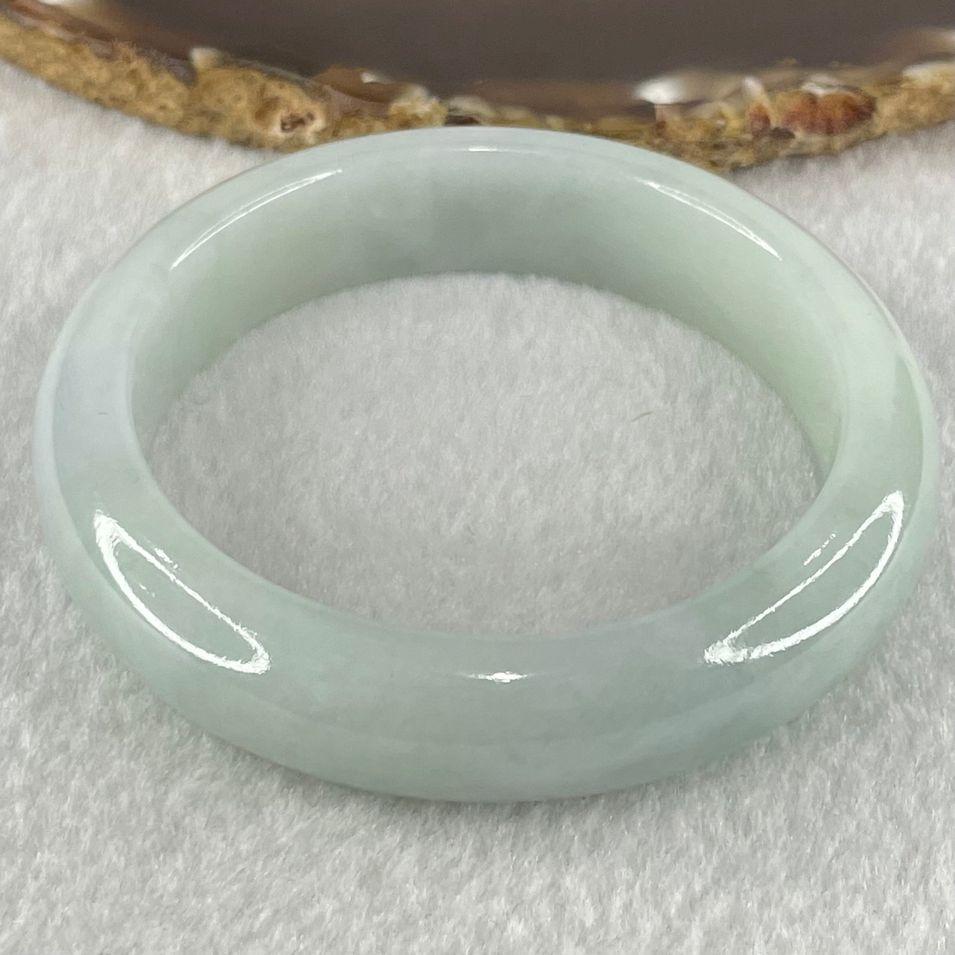 Type A Light Green Faint Lavender Jadeite Bangle 64.46g Internal Diameter 55.5mm 14.3 by 8.6mm (Fine Internal Lines) - Huangs Jadeite and Jewelry Pte Ltd