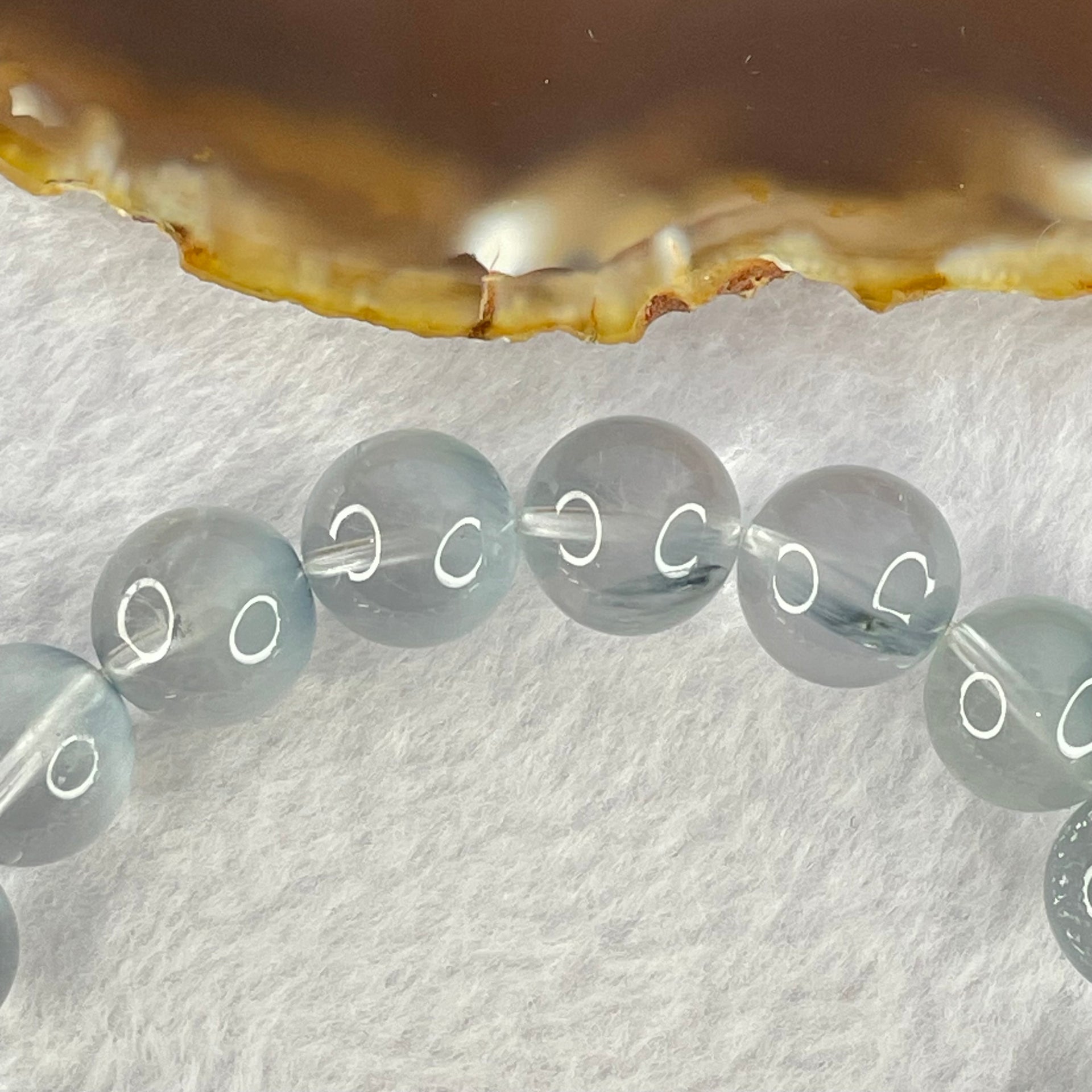 Good Grade Natural Blue Rutilated Quartz Bracelet 41.28g 18.5cm 12.0mm 18 Beads - Huangs Jadeite and Jewelry Pte Ltd