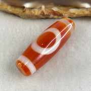 Natural Powerful Tibetan Old Oily Red White Agate One Eye Gold Metal Element Dzi Bead Heavenly Master (Tian Zhu) 一眼金天珠 9.71g 37.8 by 12.9mm - Huangs Jadeite and Jewelry Pte Ltd