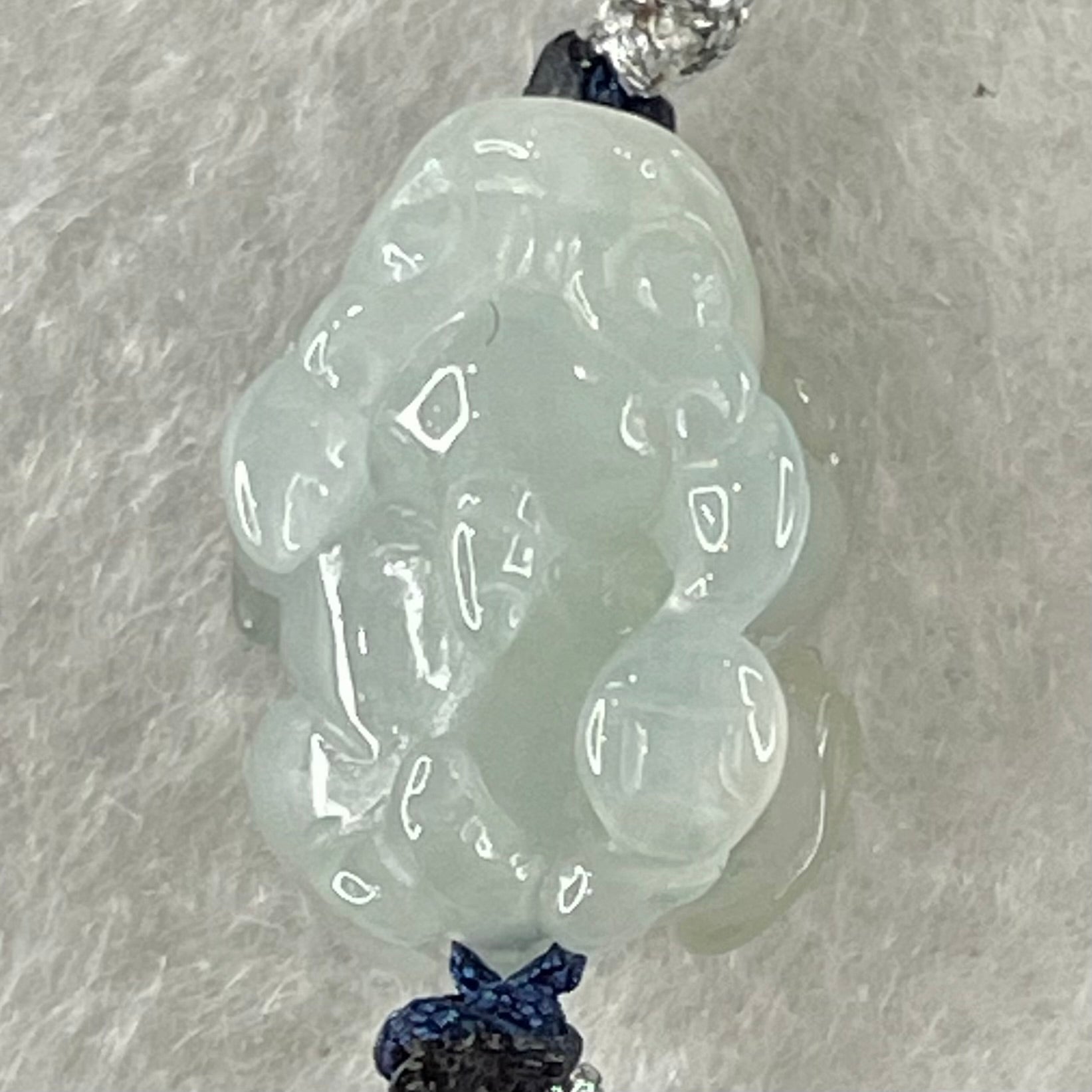 Type A Faint Lavender with Wuji Black Grey Jadeite Male Pixiu String Bracelet 5.37g 13cm 18.0 by 12.2 by 10.6mm - Huangs Jadeite and Jewelry Pte Ltd
