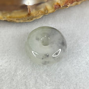 Type A Semi Icy Light Green With Wuji Grey Spots Jadeite Ping An Kou Donut Pendant 2.37g 13.6 by 6.1mm - Huangs Jadeite and Jewelry Pte Ltd