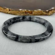 Type A Wuji Grey Black Piao Hua Jadeite Bangle Internal Diameter 55.4mm 39.68g 7.9 by 9.4mm (Slight Internal Lines) - Huangs Jadeite and Jewelry Pte Ltd