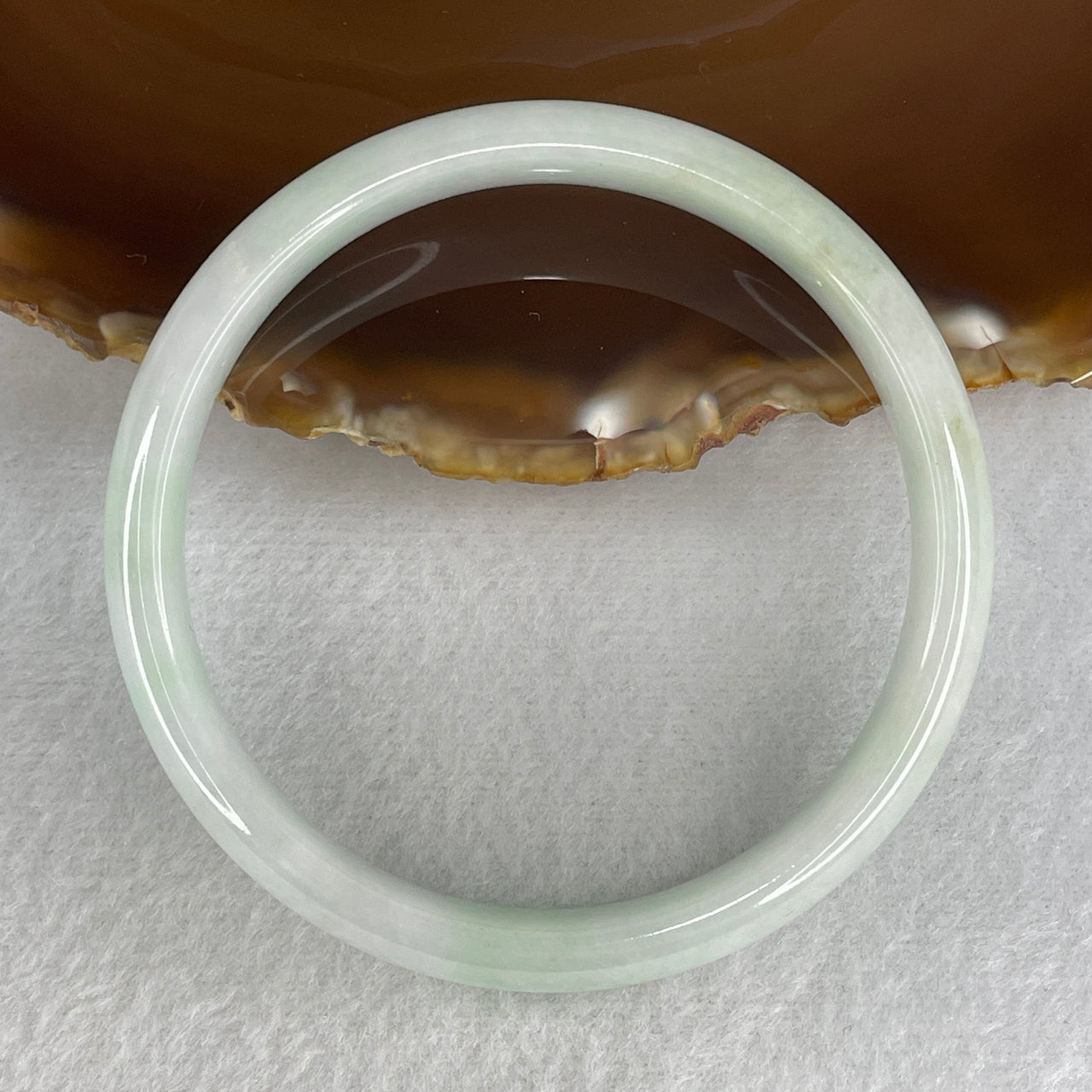 59.8mm Genuine Type A Jadeite Bangle - Large Size Faint Green Lavender Natural Jadeite Jewelry - 39.34g Wide Untreated Jade Bracelet for Women 11.4x6.5mm Wide (Internal Lines)
