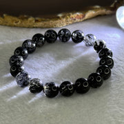 Natural Black Rutilated Quartz Beads Bracelet 天然黑发水晶手链 28.09g 16cm 10.4mm 19 Beads - Huangs Jadeite and Jewelry Pte Ltd