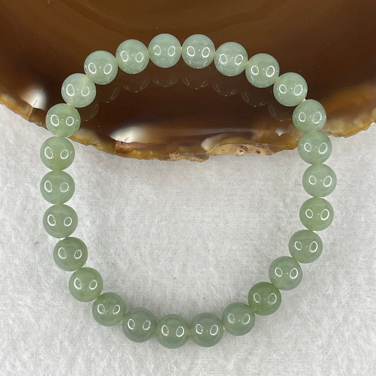 Natural Type A Green Jadeite Beads Bracelet | 15.5cm Strand of 26 Beads 7.3mm (16.57g | Infinite Abundance, Health & Heart Vitality)