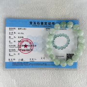 Type A Light Green and Blueish Green Patch Jadeite Beads Bracelet 44.03g 16.5cm by 12.0mm 17 Beads - Huangs Jadeite and Jewelry Pte Ltd