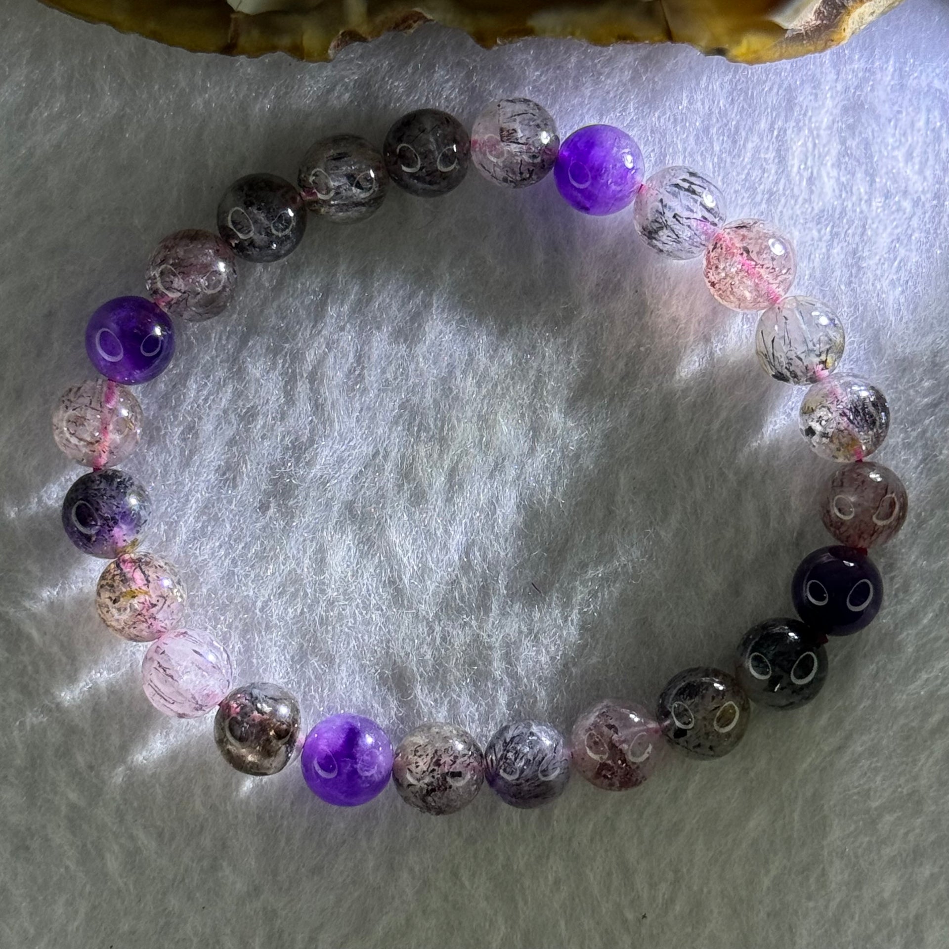 Natural Super 7 Beads Bracelet 15.09g 15cm 7.9mm 25 Beads - Huangs Jadeite and Jewelry Pte Ltd