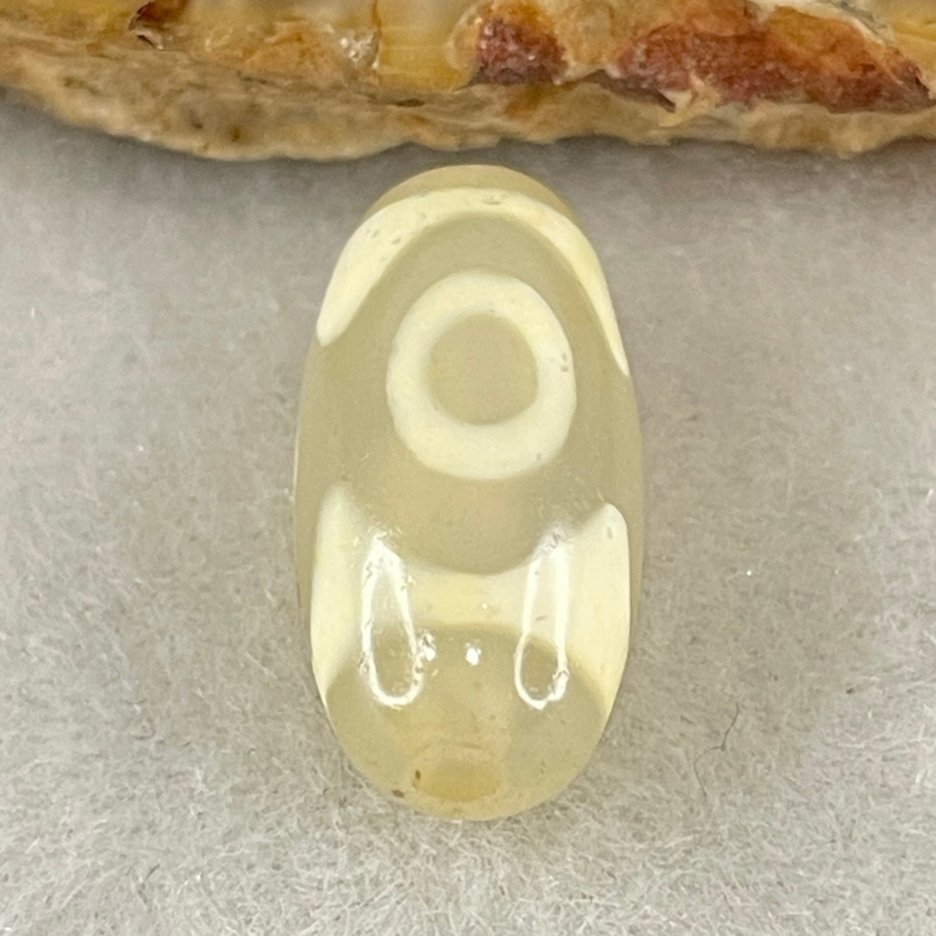 Natural Powerful Tibetan Old Oily Agate 3 Eyes Dzi Bead Heavenly Master (Tian Zhu) 三眼天诛 2.41g 19.3 by 9.4mm - Huangs Jadeite and Jewelry Pte Ltd