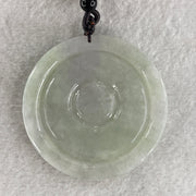 Natural Type A Light Green with Faint Lavender Jadeite Shan Shui with Guiren Benefactor Pendant 56.64g 54.1 by 9.2mm - Huangs Jadeite and Jewelry Pte Ltd