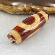 Natural Powerful Tibetan Old Oily Red White Agate One Eye Fire Sign Dzi Bead Heavenly Master (Tian Zhu) 一眼火天珠 9.70g 37.1 by 13.0mm - Huangs Jadeite and Jewelry Pte Ltd